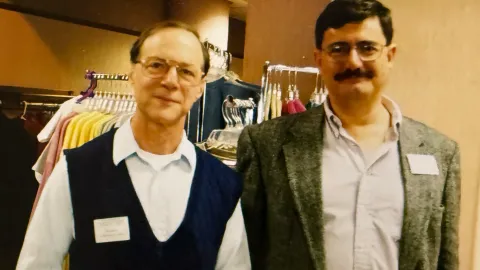 Boris Kayser and Baha Balantekin photographed by Dale Carter at a physics conference in the Black Hills.