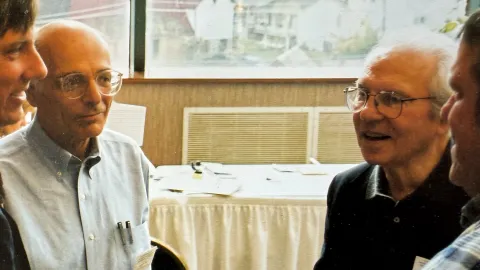 Ken Lande and Al Mann photographed by Dale Carter at a physics conference in in the Black Hills. 