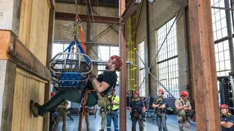 The SURF Emergency Response Team trains on rope rescue 