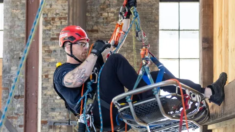 The SURF Emergency Response Team trains on rope rescue 