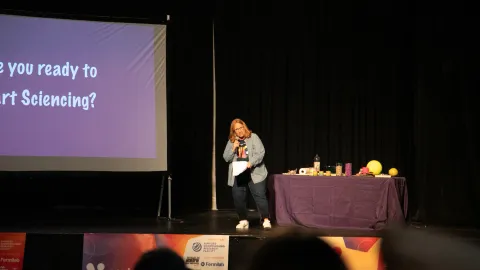on stage