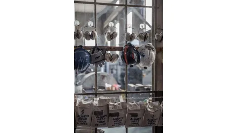 Hard hats and hearing protection