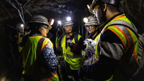 The South Dakota Mines team sampling for biology on the 1700 Level of SURF