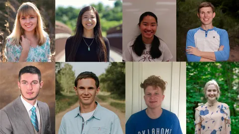 Eight headshots of the Davis Bahcall Scholars