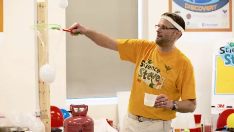 Science Steve performs at Neutrino Day 2017.